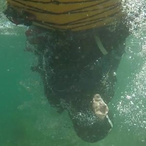 Kajakrul med hovedet under vand på Bornholm